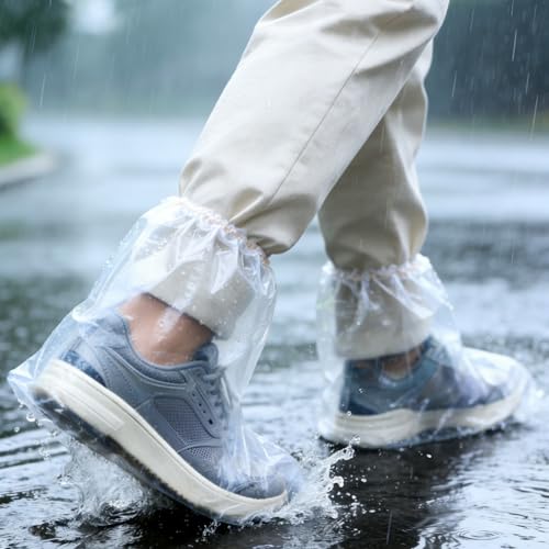 20 PCS (10 Pairs) Waterproof Shoe Covers for Rain, Plastic Shoe Covers Disposable, Rain Shoe Covers for Men Women, Outdoor and Indoor