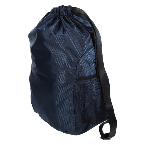 Wakauto Waterproof Drawstring Backpack Large Gym Bag with Dry-wet Separation and Mesh Water Bottle Pocket, Sports Storage String Bag for Swimming and Fitness, Navy Blue