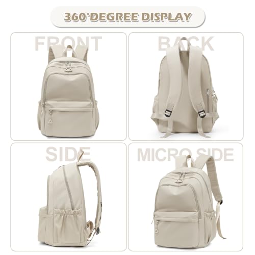 Casual Laptop Backpack for Women Men College Bookbag Waterproof Lightweight School Bag 15.6inch Laptop Daypack Large Capacity School Backpack for Teens Boys Girls (khaki) - color: Khaki