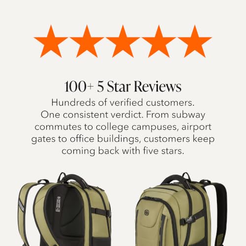 SwissGear Travel Tech Pro Laptop Backpack – Fits Laptops up to 16” – ScanSmart TSA-Friendly Backpack with Multiple Organizer Pockets – Olive - color: Olive, style: Travel Tech Pro