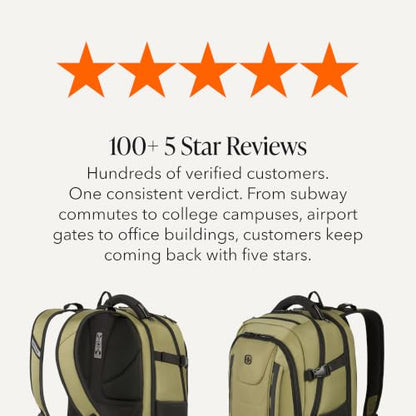 SwissGear Travel Tech Pro Laptop Backpack – Fits Laptops up to 16” – ScanSmart TSA-Friendly Backpack with Multiple Organizer Pockets – Olive - color: Olive, style: Travel Tech Pro