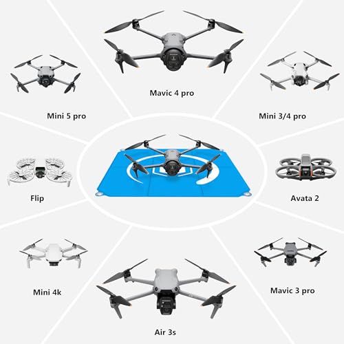 STARTRC PHOTO Drone Landing Pad Foldable 2x3 Fast-Fold, (26in/65cm) Double-Sided Waterproof Launch Pad, Weighted Helipad for DJI Air 3S/Mavic 4 Pro/Avata 2/Mavic 3 Pro/Mini 4k Drone Accessories (Blue-Green) - size: 26in/65cm