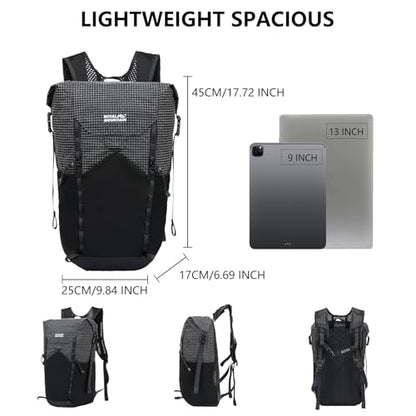 Hiking Backpack For Women&Men, 20L Lightweight Foldable Water Resistant Packable Travel Small Hiking Backpacks, Daypack Backpacks For Travel, Camping (Black) - color: Black