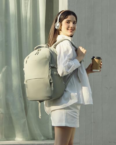 LOVEVOOK Laptop Backpack Women with Tumbler Holder, Work Travel Backpack - color: Green, size: 17 Inch