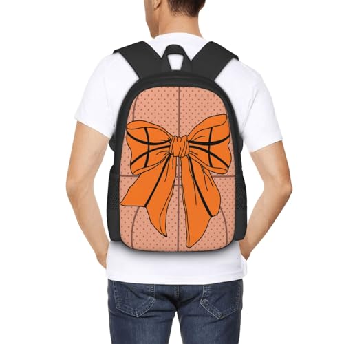 Basketball Bow Backpack Laptop Travel Bag Adjustable Backpack Print Daypack for Men Women 16.5 In - color: Style 5