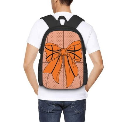 Basketball Bow Backpack Laptop Travel Bag Adjustable Backpack Print Daypack for Men Women 16.5 In - color: Style 5