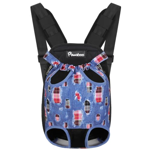 Pawaboo Pet Dog Carrier Backpack, Adjustable Pet Front Cat Dog Carrier Backpack Bag for Small Medium Dogs Cats Puppies, Legs Out, Easy-Fit for Traveling, S, Denim Blue - color: Blue, size: S