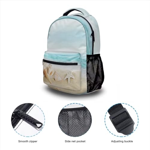 Miaoquhe Sea Shell Backpack Animal Printed Laptop Backpack for Girls Boys Kids Beach Sea Star School Bookbags College Shoulder Bag Computer Daypack for Women Men Travel Work - color: Beach