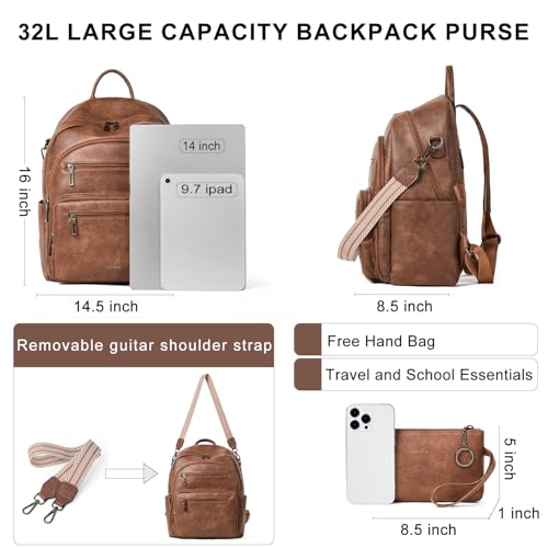 LATMAP Backpack Purse for Women Laptop Backpack, Leather Travel Back Pack Shoulder Bag Teacher College Daypack Work Handbag fits 14" Laptop, Brown - color: Style1-brown