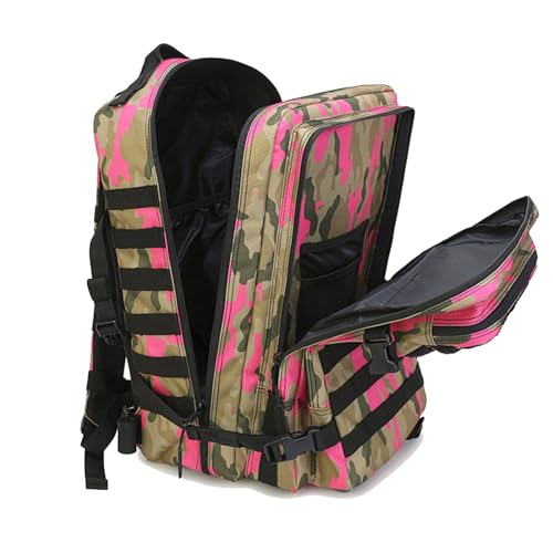 45L Military Tactical Backpack for Men & Women Bug Out Bag Assault pack Molle Daypack Hiking Trekking Rucksack(Camouflage Pink) - color: Camouflage Pink