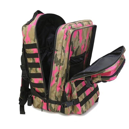 45L Military Tactical Backpack for Men & Women Bug Out Bag Assault pack Molle Daypack Hiking Trekking Rucksack(Camouflage Pink) - color: Camouflage Pink