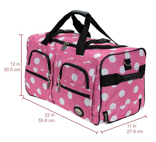 Rockland Rolling Duffel Bag, Black, 22" - color: Pink Dot, size: 22"