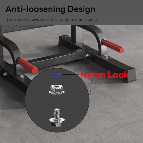 SogesPower Power Tower Pull Up Dip Stand Multi-Function Adjustable Height Workout Equipment Dip Station Fitness Strength Training for Home Gym 330LBS - color: Black