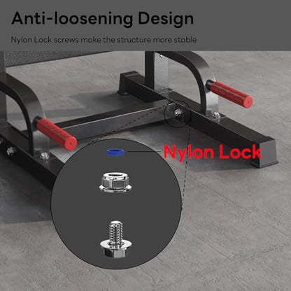 SogesPower Power Tower Pull Up Dip Stand Multi-Function Adjustable Height Workout Equipment Dip Station Fitness Strength Training for Home Gym 330LBS - color: Black