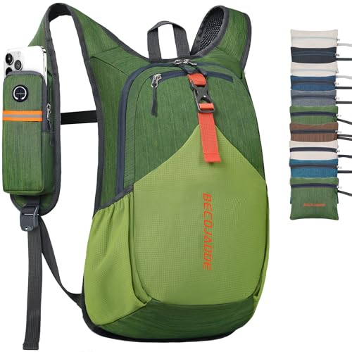 BECOJADDE 15L Small Hiking Backpack for Men Women Foldable Packable Back Pack Ultralight Hiking Daypack for Travel Camping Outdoor, Olive Green - color: Olive Green, size: 15L