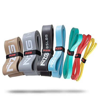 NonZero Gravity 100% Latex-Free Organic Rubber Power Resistance Bands | Compact Durable Hypoallergenic Bands for Strength Training & Workouts | 11 Levels (10 to 140 Lbs) - color: SET8 Mixed 7-Band
