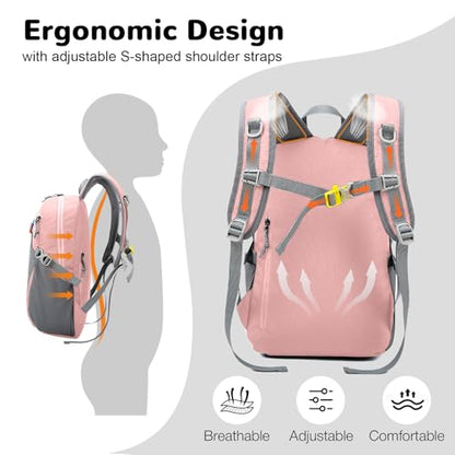 12L Hiking Backpack with Padded Straps for Kids, Waterproof Small Hiking Backpack with Chest Strap for Women, Mini Lightweight Kid Travel Backpacks Day Pack, Pink - color: Pink