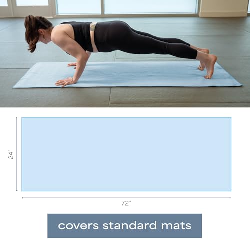 S&T INC. Aura Yoga Mat Towel with Non-Slip Grip, Enhanced Silicone Grip, Soft and Absorbent for Gym, Pilates, and Hot Yoga Mat, 24 inches x 72 inches, 340GSM, Blue - color: Blue