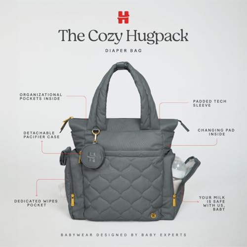 HUGGIES unisex-adult Cozy Hugpack Tote Diaper Bag - color: Quiet Smoke Quilted