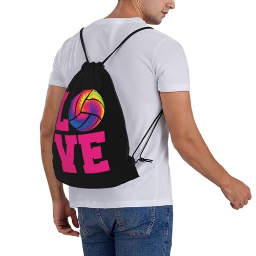 Love Volleyball Unisex Drawstring Backpack Bag Sport Gym Travel Swim Sackpack - color: Love Volleyball7