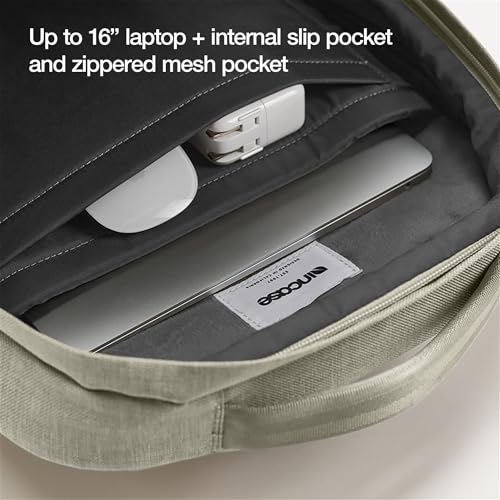 Incase Crosstown Backpack – 20L Everyday Laptop Backpack for Work, Travel – 16" Faux Fur MacBook Sleeve, External Front Pocket, Water Bottle Pockets, Travel Pass Through - Limestone - color: Limestone