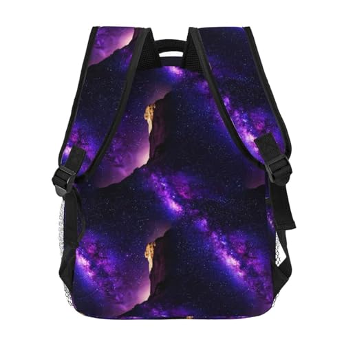 Outdoor Hiking Backpack Purple Space Galaxy Shimmering, Water Resistant Daypack with Side Mesh Pockets for Camping, Beach and Sports - color: Pattern (266)