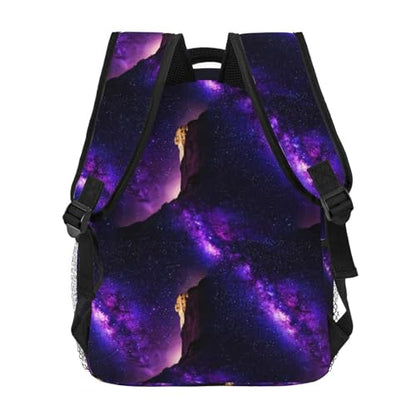 Outdoor Hiking Backpack Purple Space Galaxy Shimmering, Water Resistant Daypack with Side Mesh Pockets for Camping, Beach and Sports - color: Pattern (266)