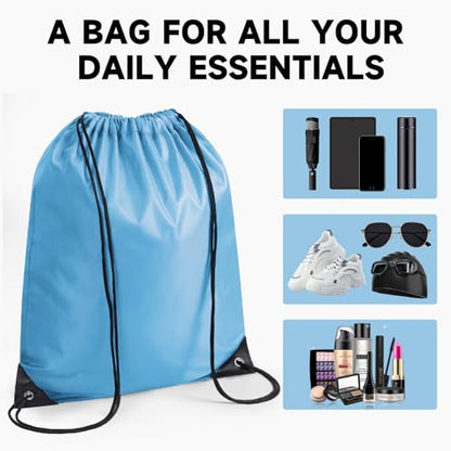 Custom Drawstring Bags With Logo, 2 Pcs Personalized Drawstring Backpacks Bulk String Bag for Travelling, Gym and for Everyday Use - color: Blue