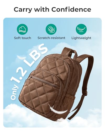 BAGSMART Travel Laptop Backpack, College Backpack for Women, Quilted Small Computer Bookbag, Water-Resistant 15.6 Inch Laptop Casual Bag, - color: 19-cherry Red