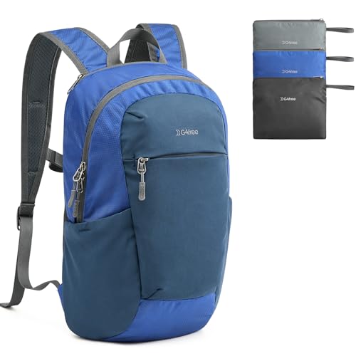 G4Free 18L Hiking Backpack Small Lightweight Foldable Packable Travel Daypack with Thickened Back Panel for Men Women (Blue) - color: Blue