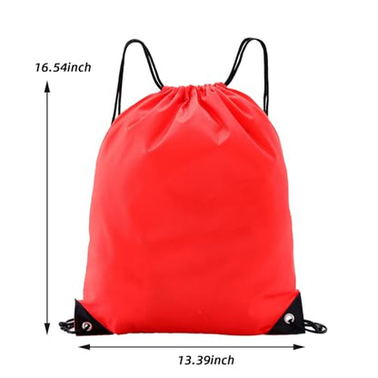 Drawstring Backpacks,10 Pack — Lightweight Drawstring Bags, Gym Sack for Sports, Daily Use & Travel (10, Red) - color: Red