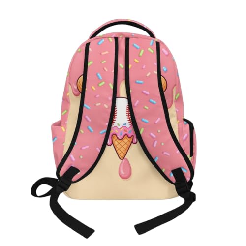 Suobstales Baseball Ice Cream Drip Print School Backpack for Kids, 17 Inch Bookbag for Girls Boys Age 6-8, Lightweight School Bag Knapsack for Preschool, Primary, Kindergarten School Supplies - color: Baseball Ice Cream Drip 3