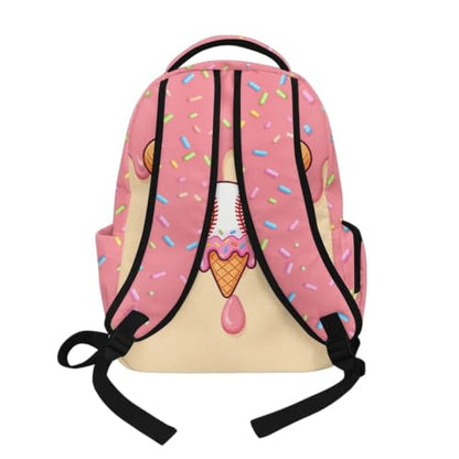 Suobstales Baseball Ice Cream Drip Print School Backpack for Kids, 17 Inch Bookbag for Girls Boys Age 6-8, Lightweight School Bag Knapsack for Preschool, Primary, Kindergarten School Supplies - color: Baseball Ice Cream Drip 3