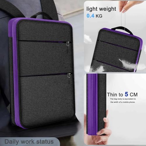 ZINMARK Slim Expandable Laptop Backpack with Small Case for 15-16 inch Notebooks,Water Resistant Computer Bag for College Business for Men Women，Black Purple - color: Black Purple