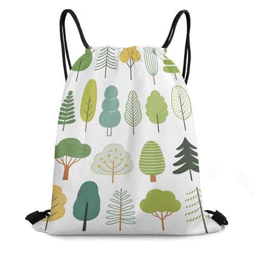 Honeycomb Drawstring Backpack Lightweight & Durable Bag Fresh Green Trees with Assorted Textures - color: Style-15