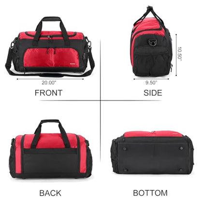 Boarding Blue Gym Travel Bag for Women & Men-20 Inches Lightweight Duffel Bag with Wet Pocket Shoe Compartment Including Water Resistant Pouch (Maroon) - color: Maroon