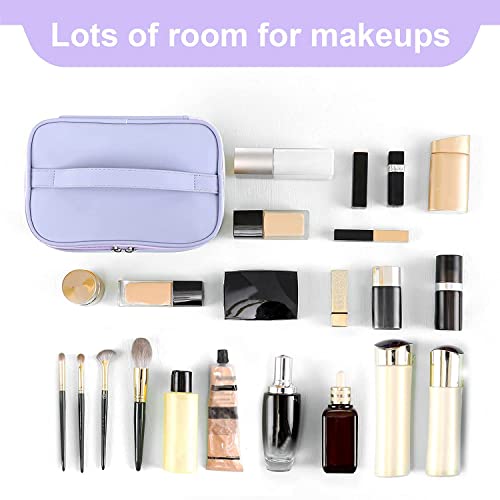 Meiyuuo Makeup Bag Large Cosmetic Bags for Women Girls Cute Travel Zipper Pouch Toiletry Organizer for Beauty Essentials Waterproof (Lavender Purple) - color: LIGHT PURPLE