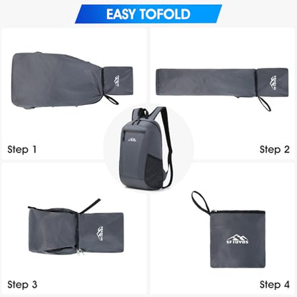 Lightweight Hiking Backpack Small,Waterproof Hiking Daypack,Foldable Backpack for Travel,Ultralight Daypack (Nylon, Grey) - color: Nylon Grey