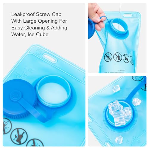 EVERFUN Hydration Bladder 2L/3L Water Reservoir for Hiking Backpack, Leak Proof Water Bladder with Detachable Hose & High Flow Ergonomic Bite Valve, Water Pouch for Cycling, Running - style: 2 L / 70 oz