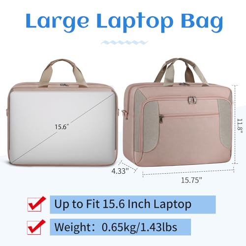 Laptop Bag 15.6 Inch Work Briefcase Laptop Case Computer Messenger Bag - color: Pink, size: 15.6 inch