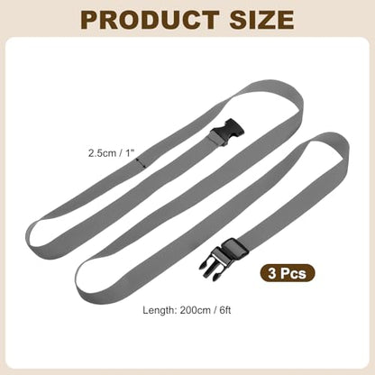 PATIKIL Utility Straps with Quick Release Buckle, (1 Inch x 6 Feet, Gray) (3 Pcs) Adjustable Luggage Polyester Straps Backpack Webbing, Suit for Sleeping Bag/Camping/Hiking - color: Gray, size: 1 Inch x 6 Feet