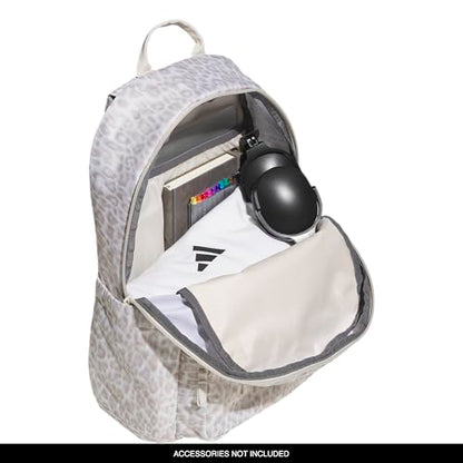 adidas Lineage Backpack for Laptop, School and Travel, 22L, Leopard Print Alumina/Alumina Beige, OSFA - color: Leopard Print Alumina/Alumina Beige