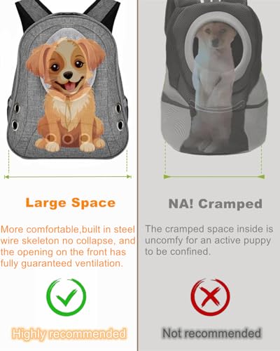 Small Dog Cat Chest Backpack Carrier,Large Space Ventilated Front Facing Backpack Carrier for Puppy,Lightweight Doggy Backpack for Hiking,Camping,Travel,Outdoor,Max 12 lbs(‌Gray) - color: ‌Gray