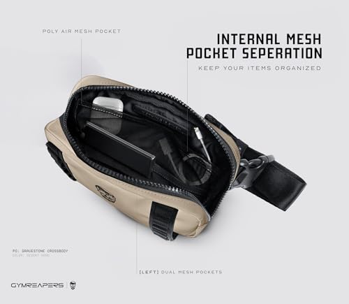 Gymreapers Travel Small Crossbody Bags for Men & Women with Hidden Pocket - Waterproof Crosssbody Fanny Pack for Men with Adjustable Shoulder Sling Belt for Traveling, Running & Hiking (Desert Sand) - color: Desert Sand