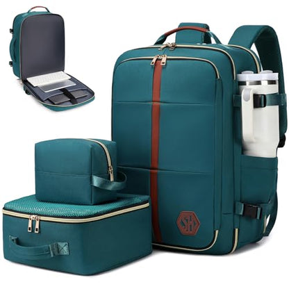 40L Travel Laptop Backpack for Women & Men, Airline Approved Carry On Luggage Overnight Bags, Waterproof Personal Item Bag, Weekender Essentials Backpacks Vacuum Backpack Dark Green - color: Dark Green