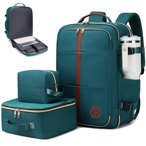 40L Travel Laptop Backpack for Women & Men, Airline Approved Carry On Luggage Overnight Bags, Waterproof Personal Item Bag, Weekender Essentials Backpacks Vacuum Backpack Dark Green - color: Dark Green