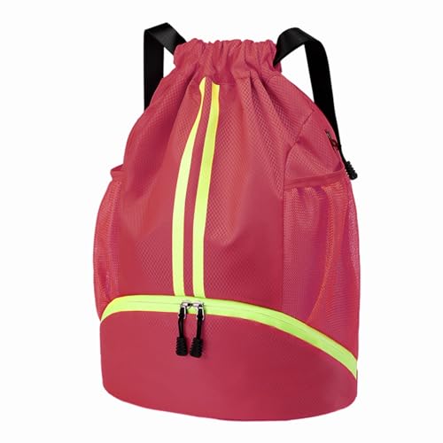 Hoedia Sports Drawstring Backpack - String Swim Gym Bag with Shoes Compartment and Wet Proof Pocket for Women/Men (Pink) - color: Pink, size: Large