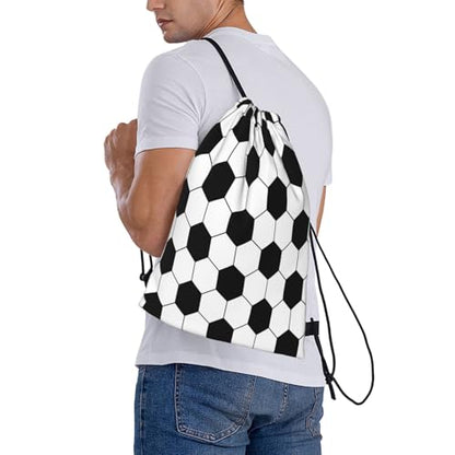 Soccer Football Ball Drawstring Bag Sport Gym Backpack Beach Travel Sack Draw String Yoga Bag For Men Women - color: Soccer Football Ball