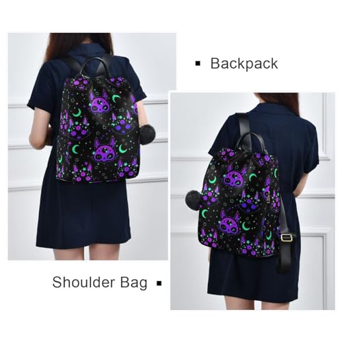 MNSRUU Women Backpack Purse Cat Skulls Backpack for Women Anti-theft Shoulder Bag Carry On Backpack Lightweight Rucksack Fashion Travel Ladies Bags - color: Cat 15