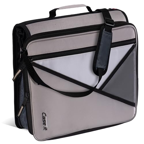 Case-it Universal Zipper Binder | 2-Inch O-Rings, 13-Inch Laptop/Tablet Padded Pocket, 400 Sheet Capacity, Multiple Storage Pockets & Shoulder Strap | School & Office Organizer | LT-007 Warm Gray - color: Warm Gray Lt-007, size: 1 Pack